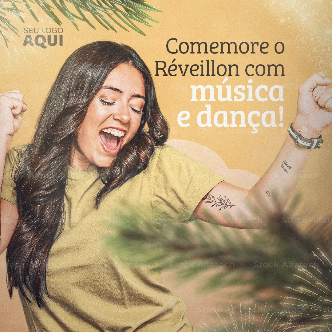 Réveillon com jantar, música e comemoração em Psd flyer 100% editável