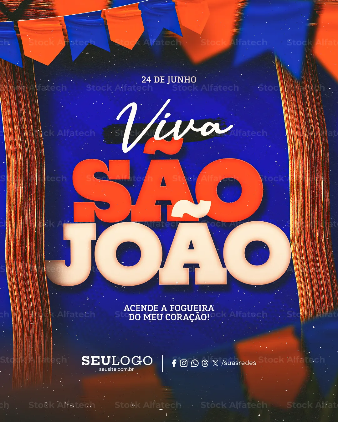 Viva São João com alegria e tradição: arte junina vibrante para celebrar o dia 24 de junho — Psd feed 100% editável