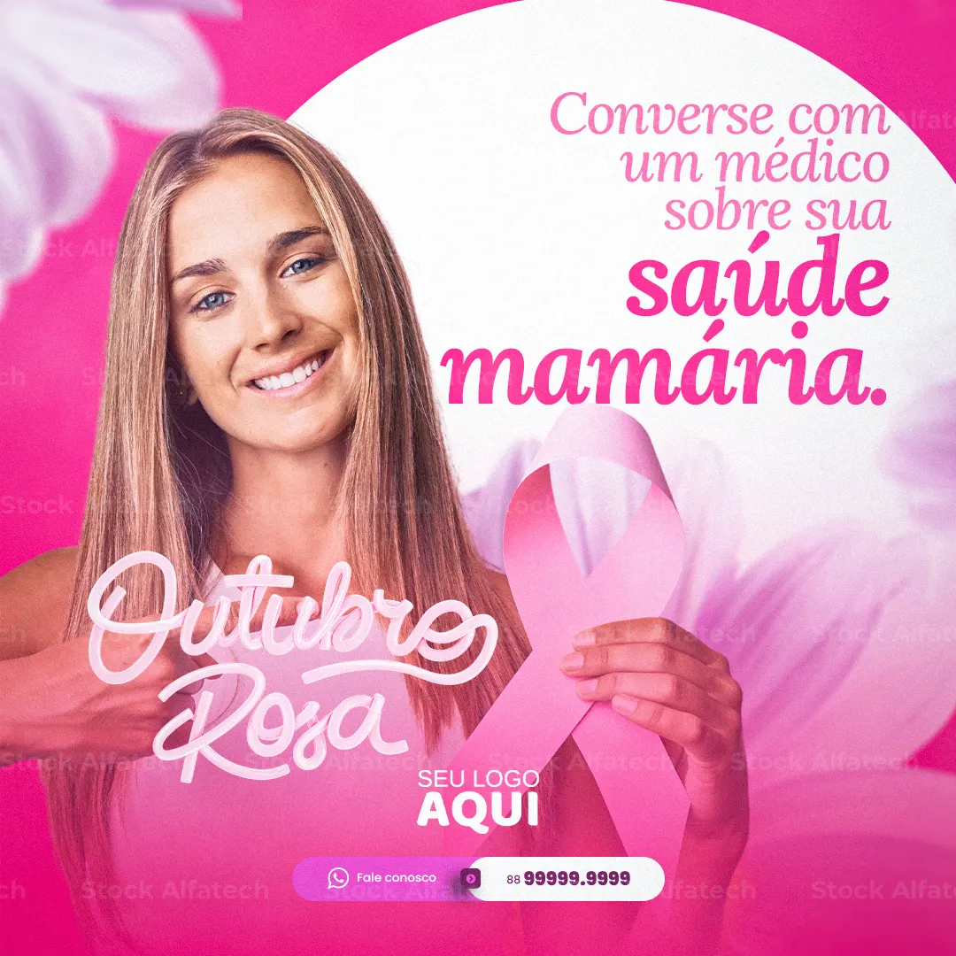 Psd flyer 100% editável para Outubro Rosa com mensagem de apoio