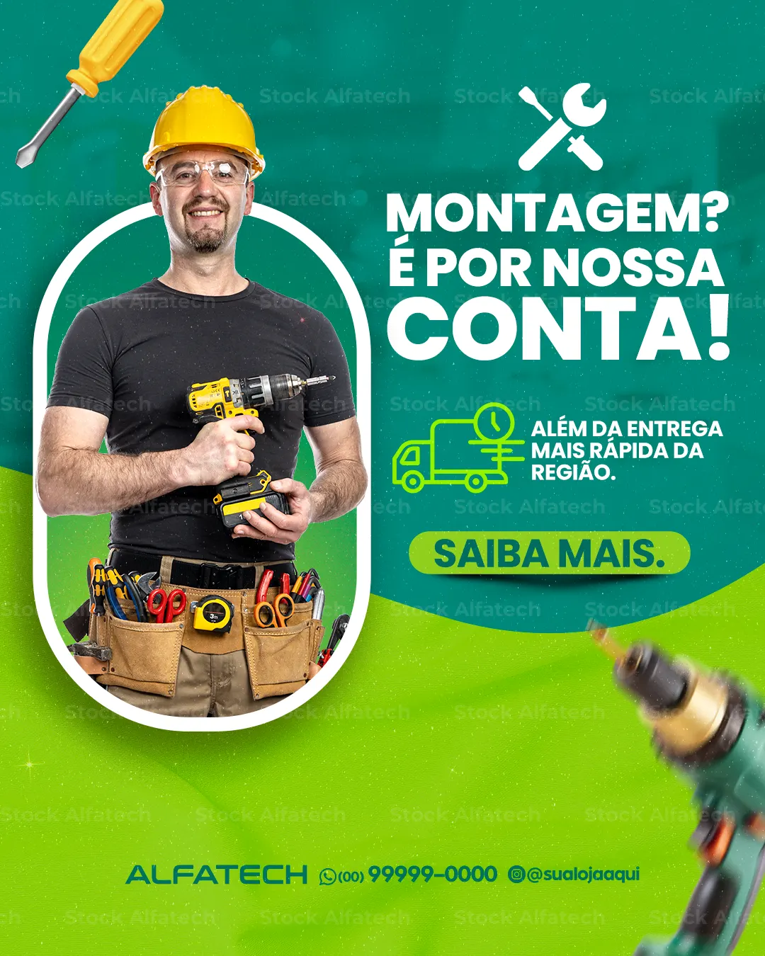 Pode deixar com a gente: entrega ágil, montagem rápida e zero preocupação — Psd feed 100% editável