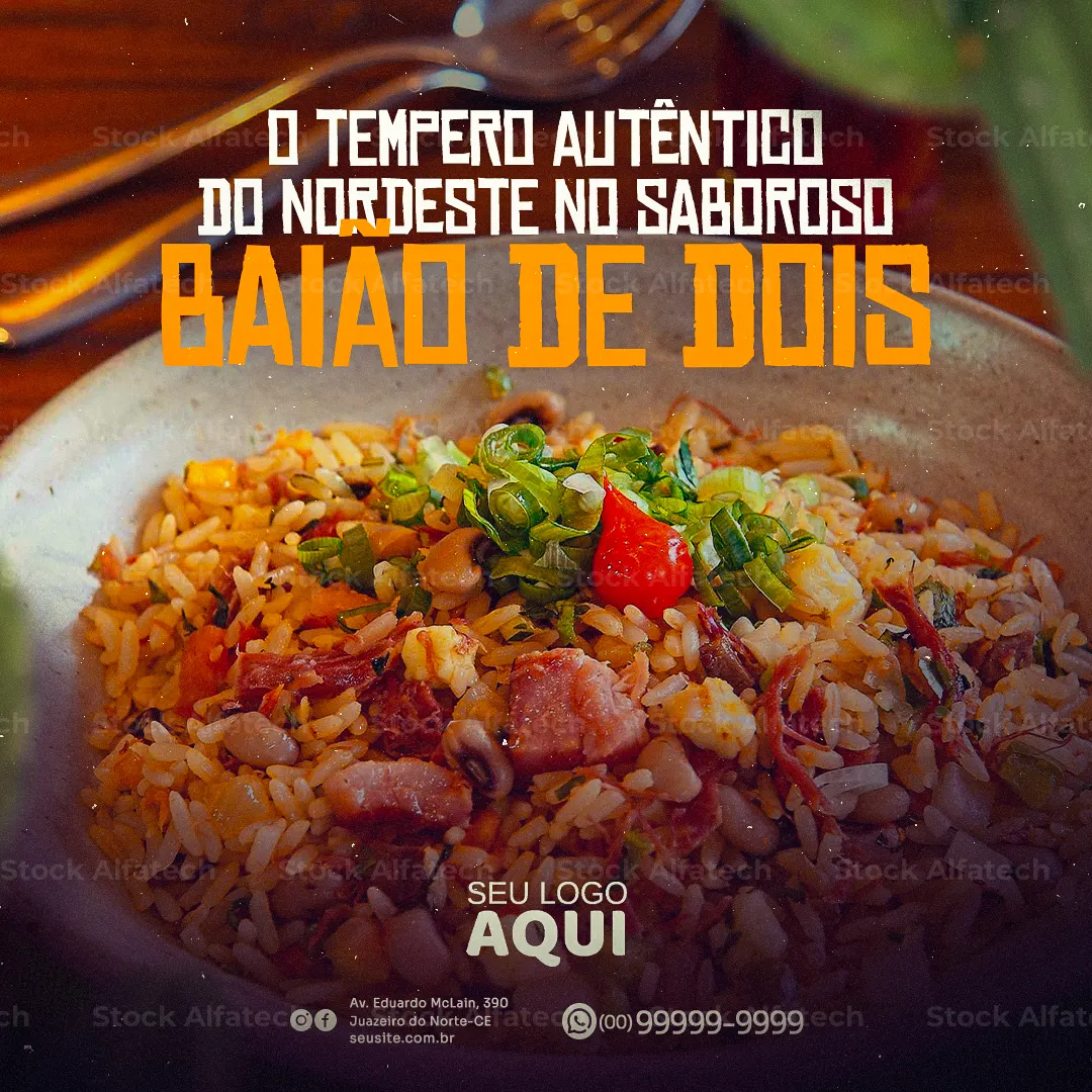 Baião de dois saboroso para o almoço — Psd flyer 100% editável