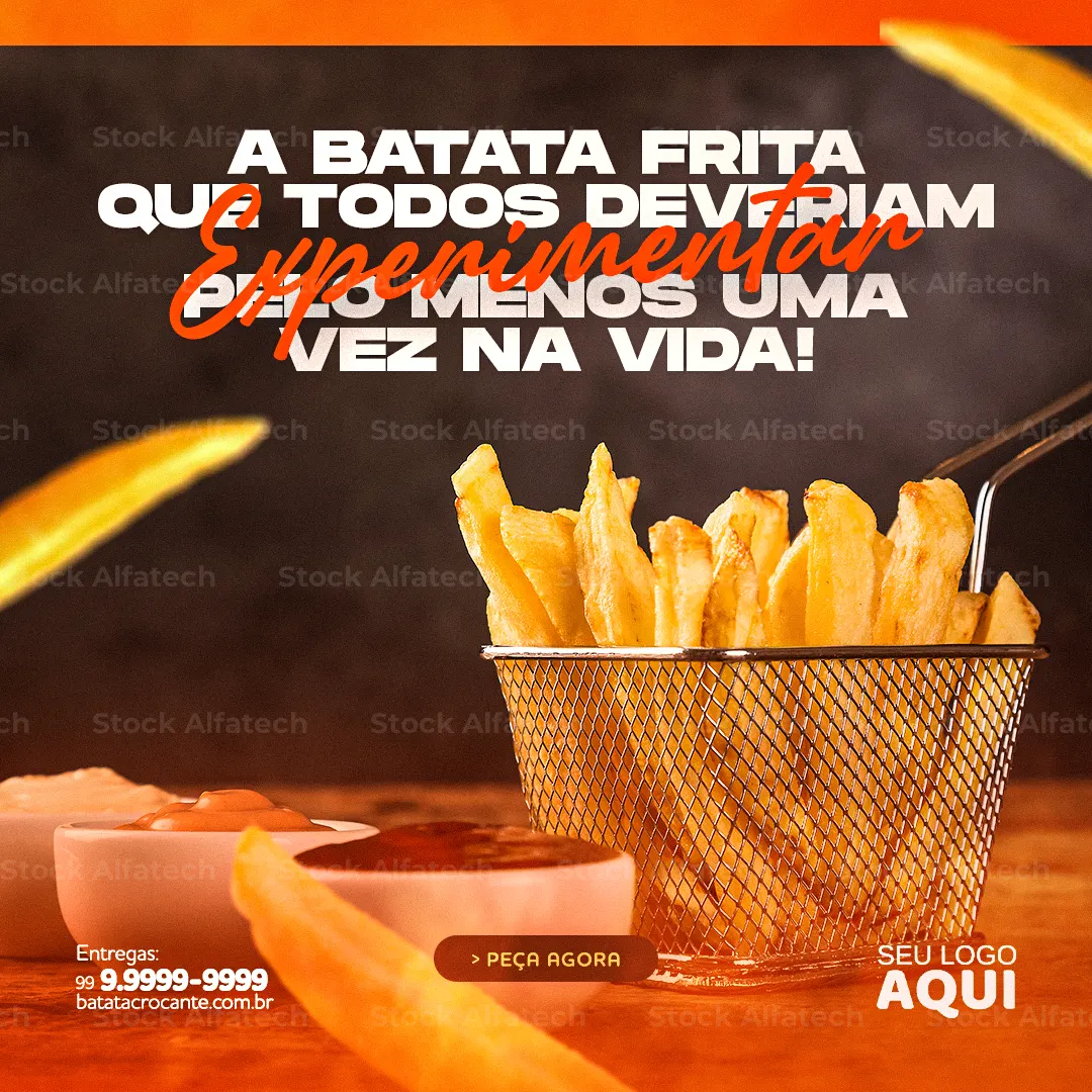 Psd flyer 100% editável para batata frita saborosa e bem servida