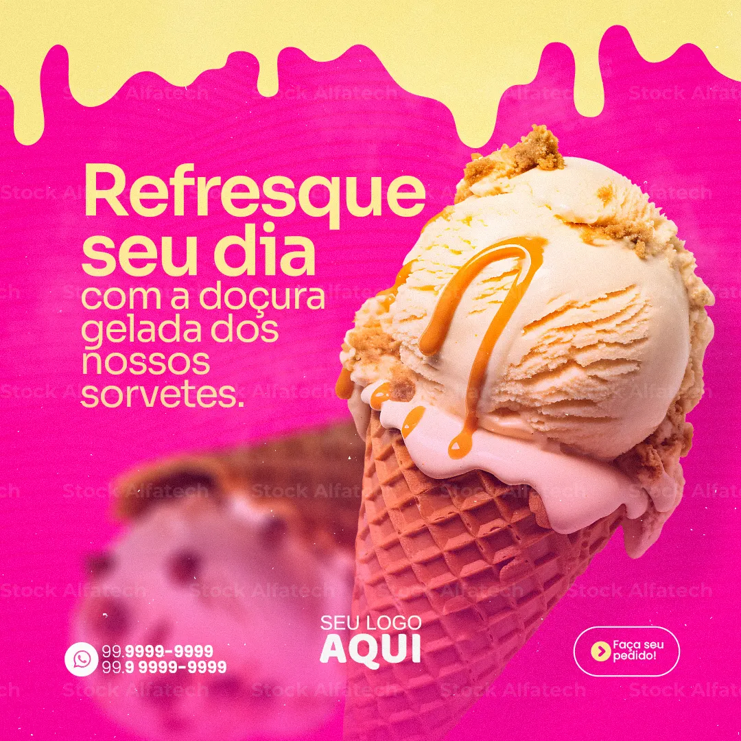 Psd flyer 100% editável para sorveteria com sabores irresistíveis
