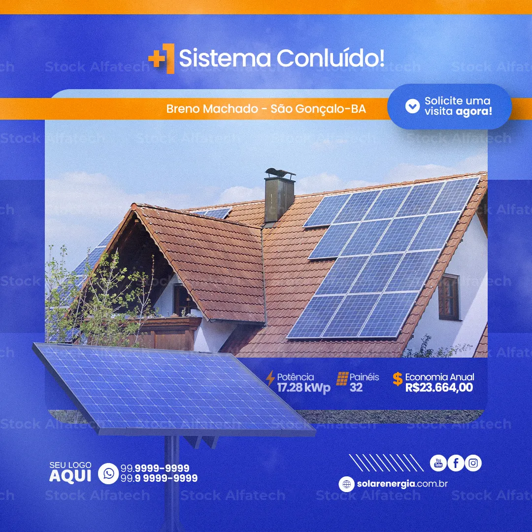 Invista em placas solares com Psd flyer 100% editável