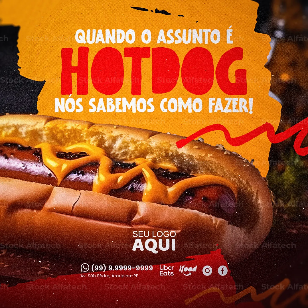 Psd flyer 100% editável para hotdog gourmet e artesanal