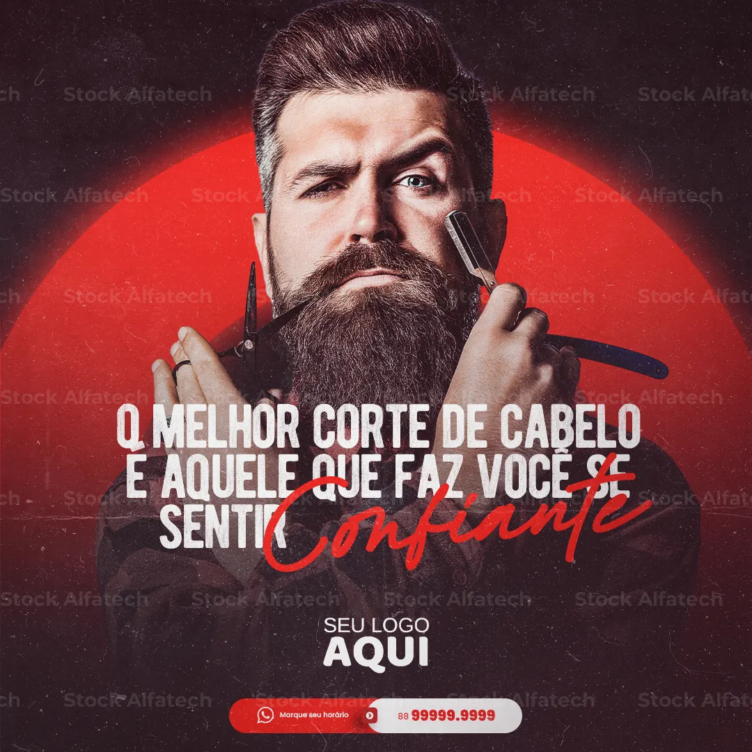 Psd flyer 100% editável com oferta de barba desenhada