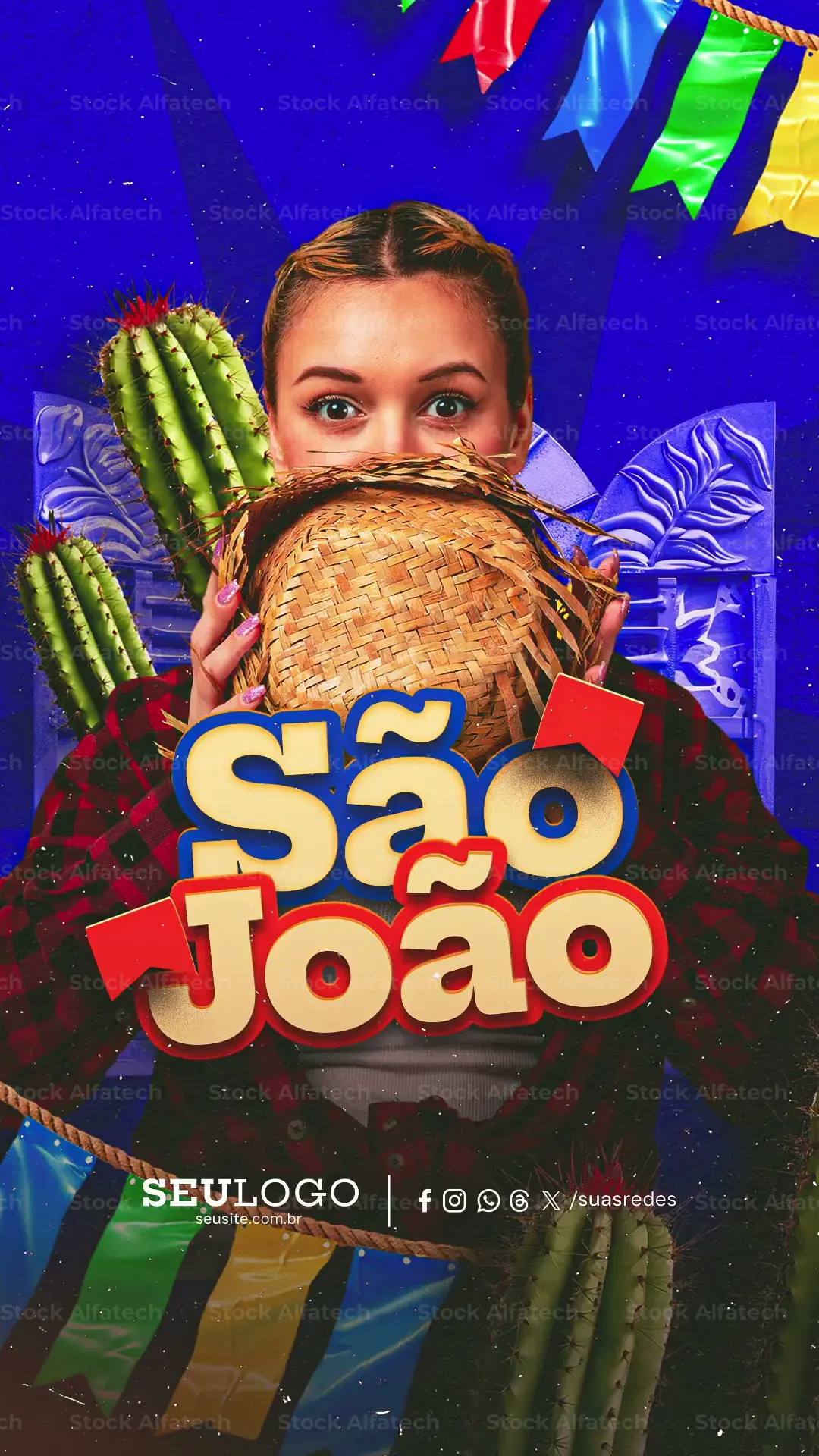 Storys São João Mulher Caipira com Chapéu de Palha After Effects Projeto 100% Editável