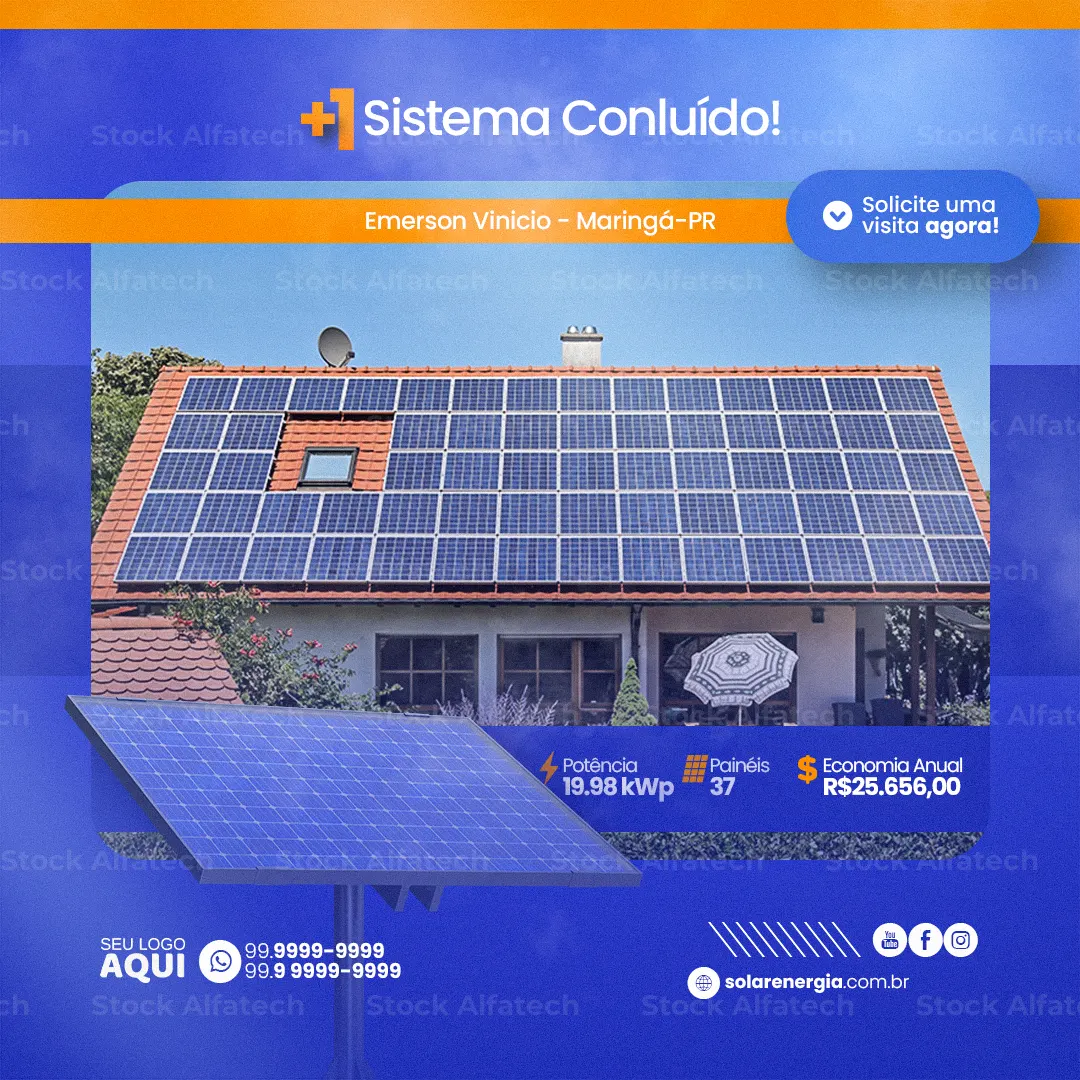 Psd flyer 100% editável com oferta para sistema fotovoltaico