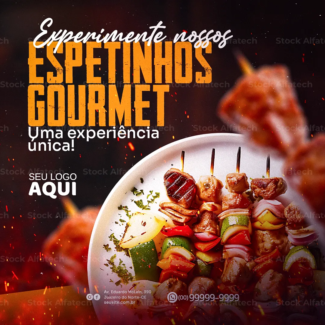 Psd flyer 100% editável para combo de espetinho e bebida