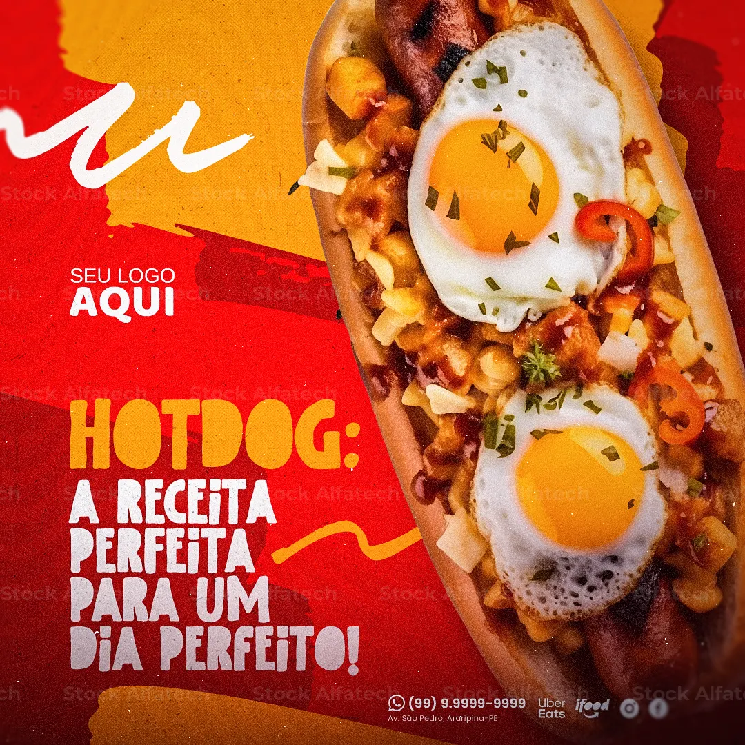 Hotdog quentinho para pedir agora — Psd flyer 100% editável