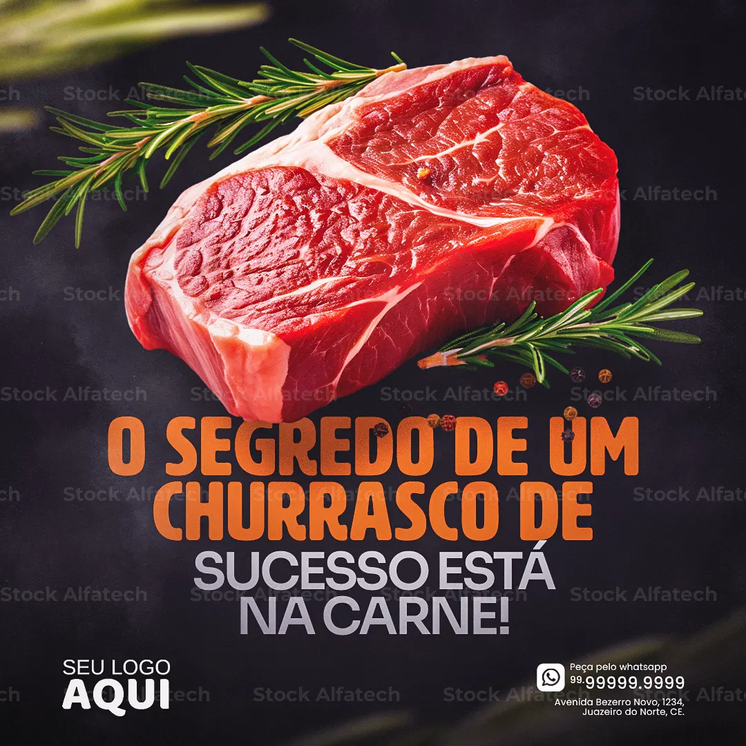 Psd flyer 100% editável com chamada para carnes de qualidade