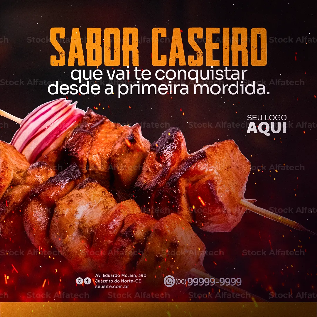 Psd flyer 100% editável para divulgação de espetinho gourmet