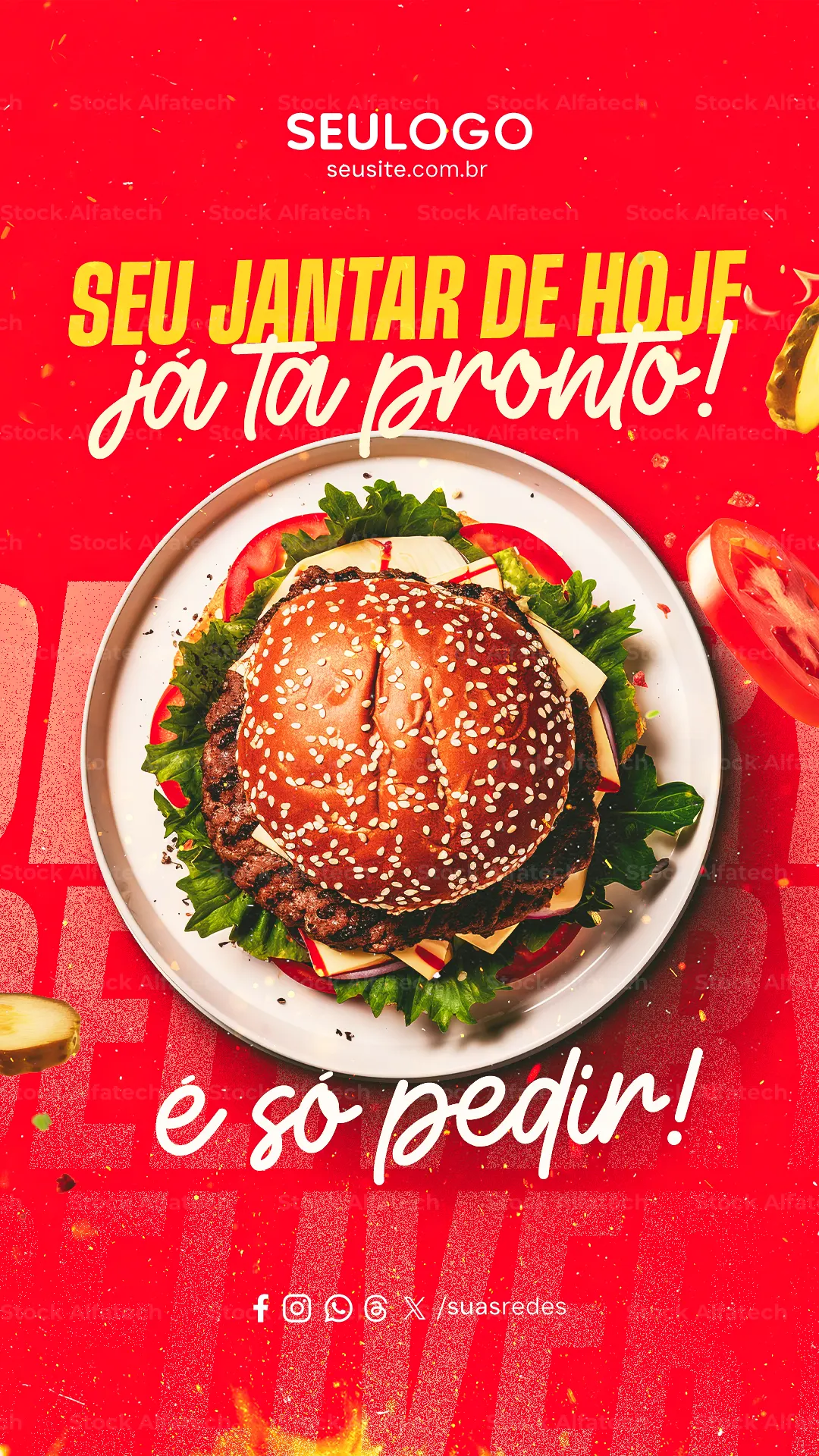Psd flyer 100% editável para oferta de delivery em versão Stories