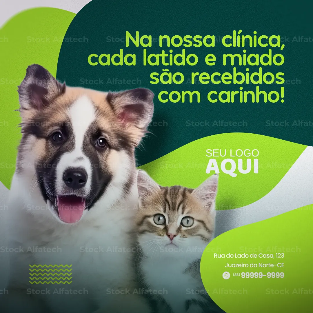 Clínica veterinária com cuidado e carinho em Psd flyer 100% editável