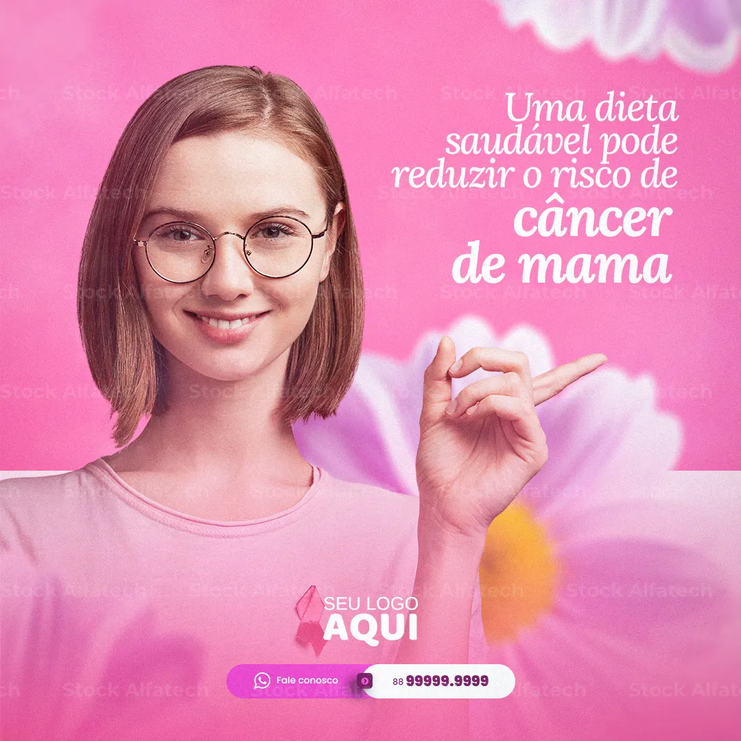 Outubro Rosa com arte delicada e feminina em Psd flyer 100% editável