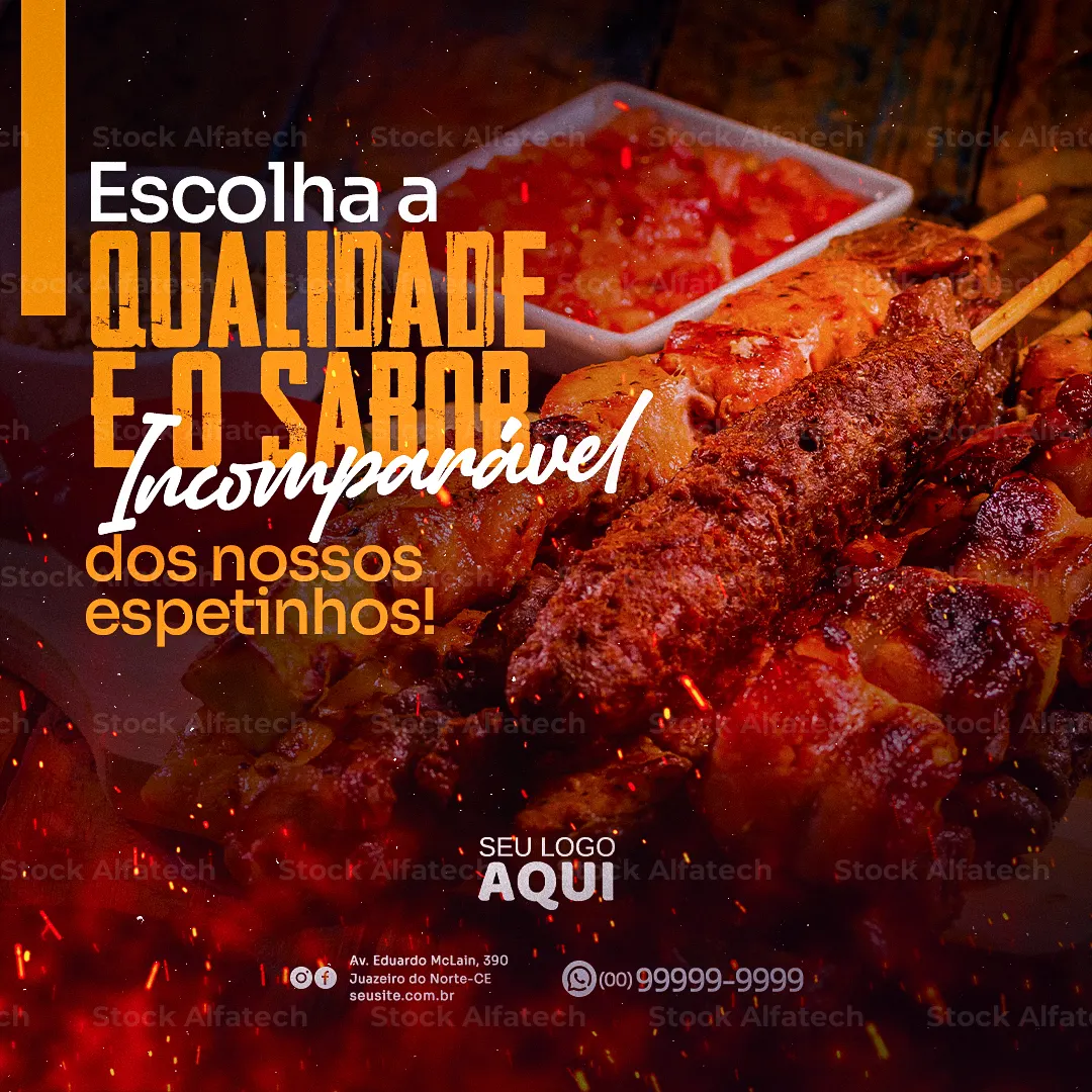 Psd flyer 100% editável para espetinho com entrega rápida