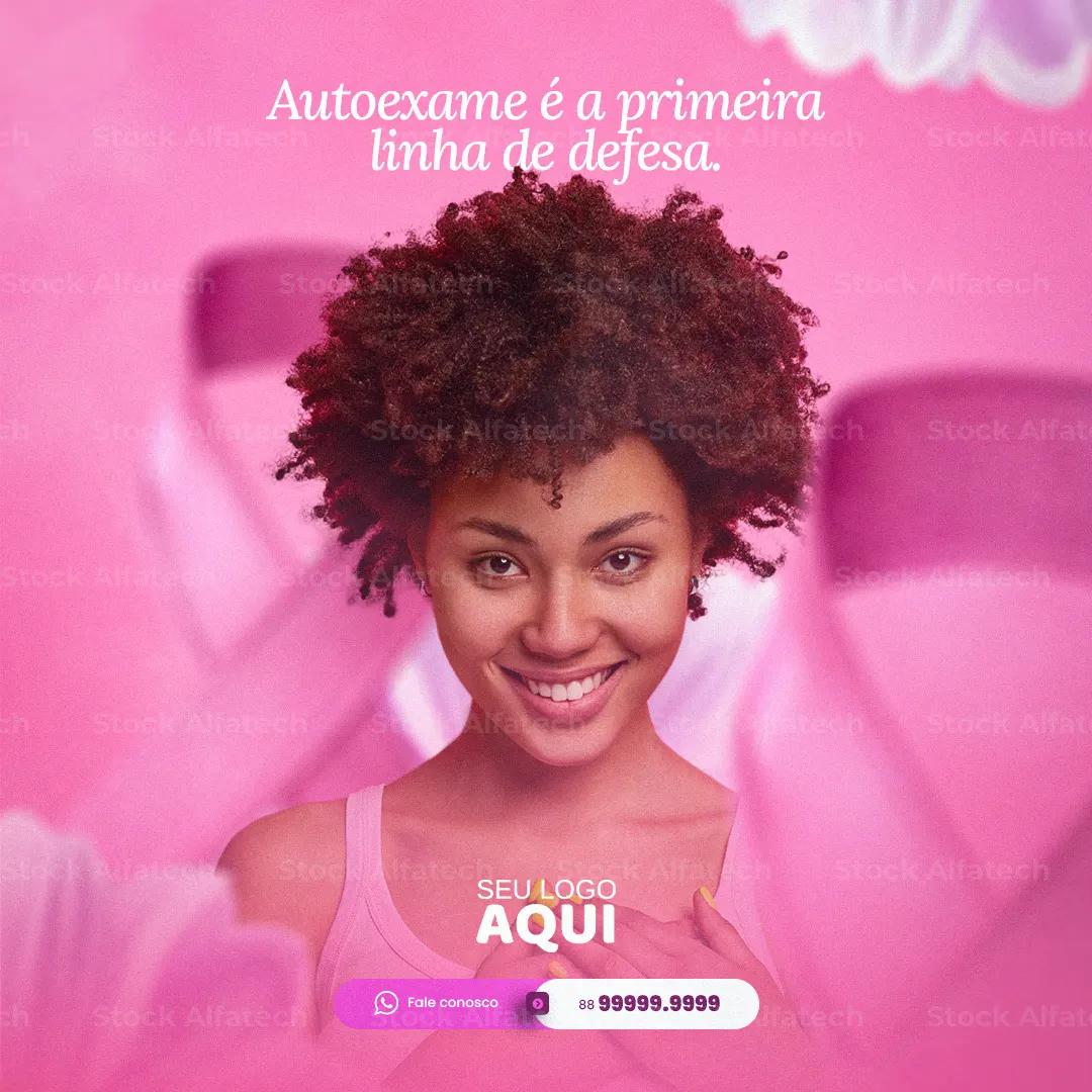Outubro Rosa com mensagem de cuidado e prevenção em Psd flyer 100% editável