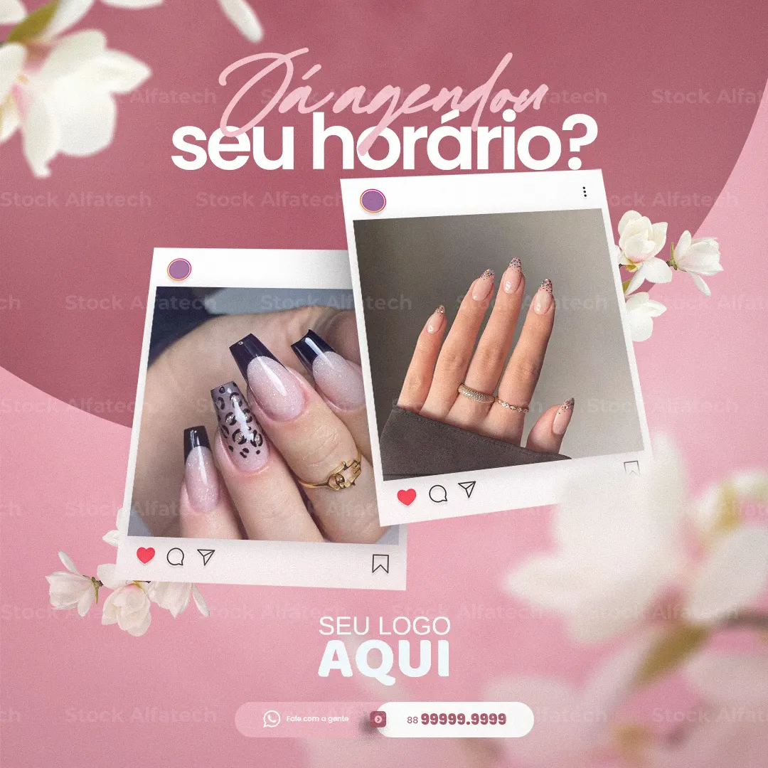 Psd flyer 100% editável para nail designer e alongamento de unhas