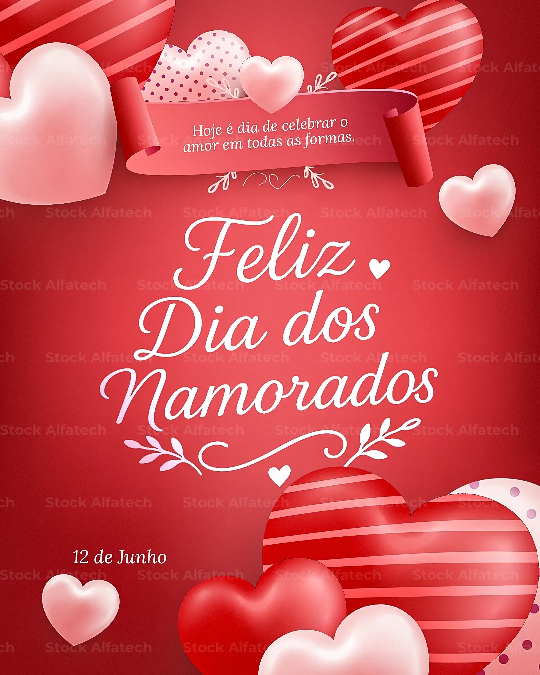 Feliz Dia dos Namorados: mensagem apaixonante com visual elegante e envolvente — Psd feed 100% editável