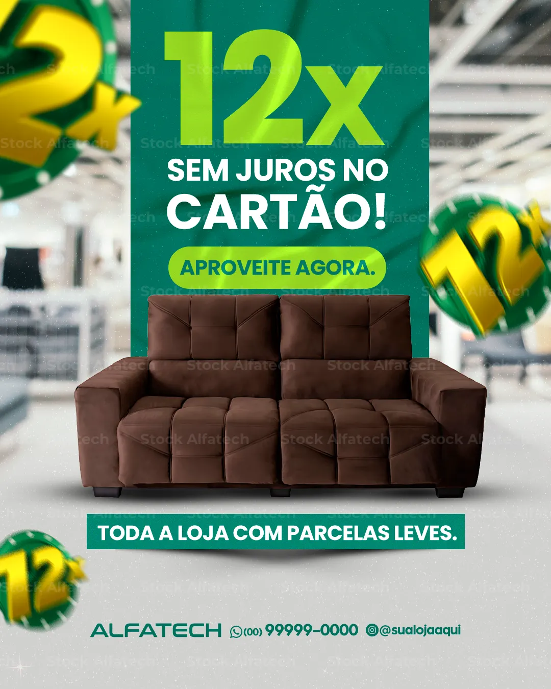 Sua casa dos sonhos começa aqui: eletro e móveis em até 12x sem juros — Psd feed 100% editável