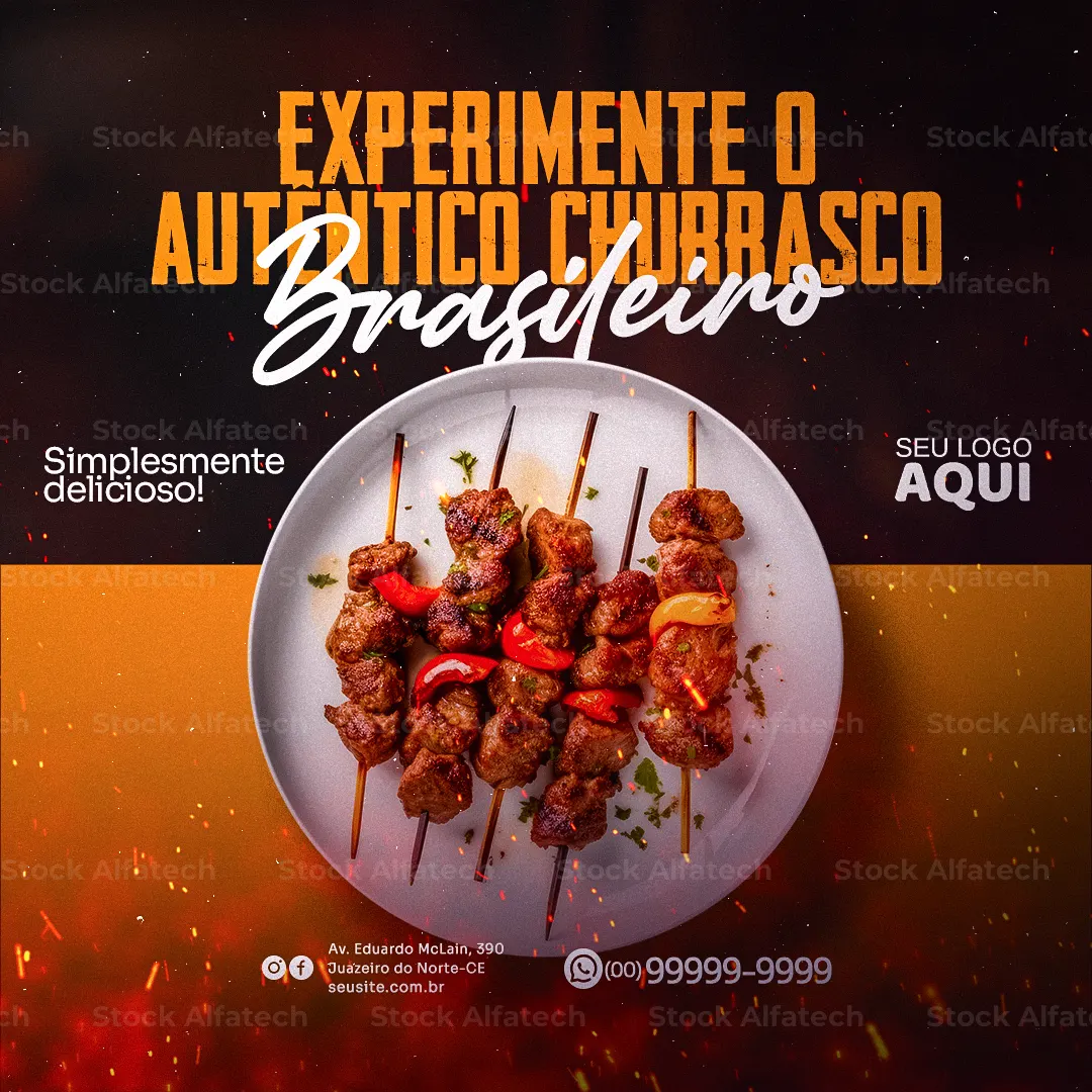 Espetinho com muito sabor em Psd flyer 100% editável