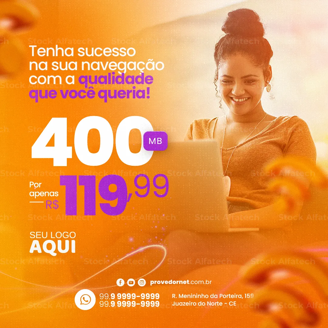 Psd flyer 100% editável com chamada para contratar internet fibra
