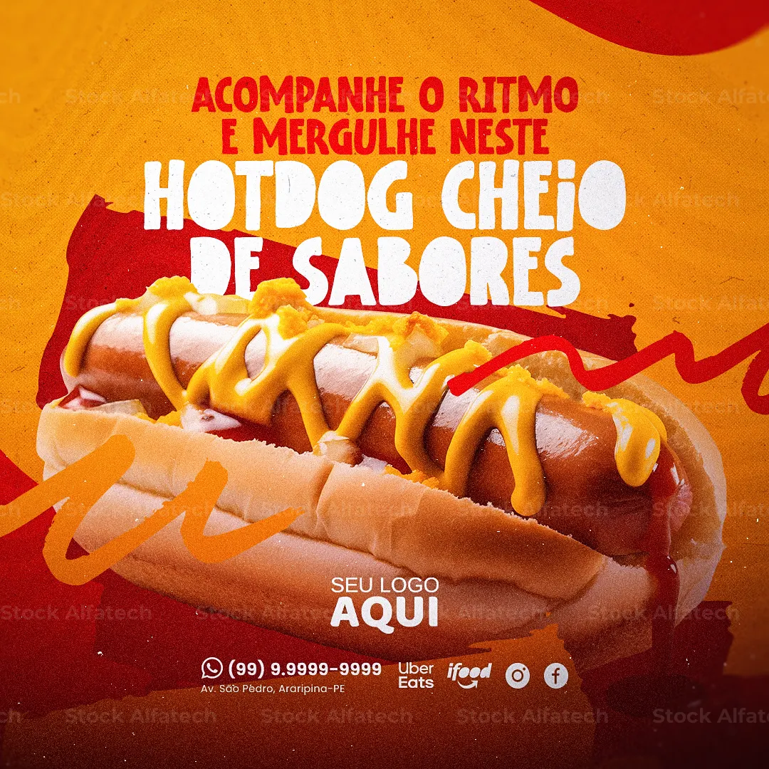 Psd flyer 100% editável com chamada para hotdog artesanal