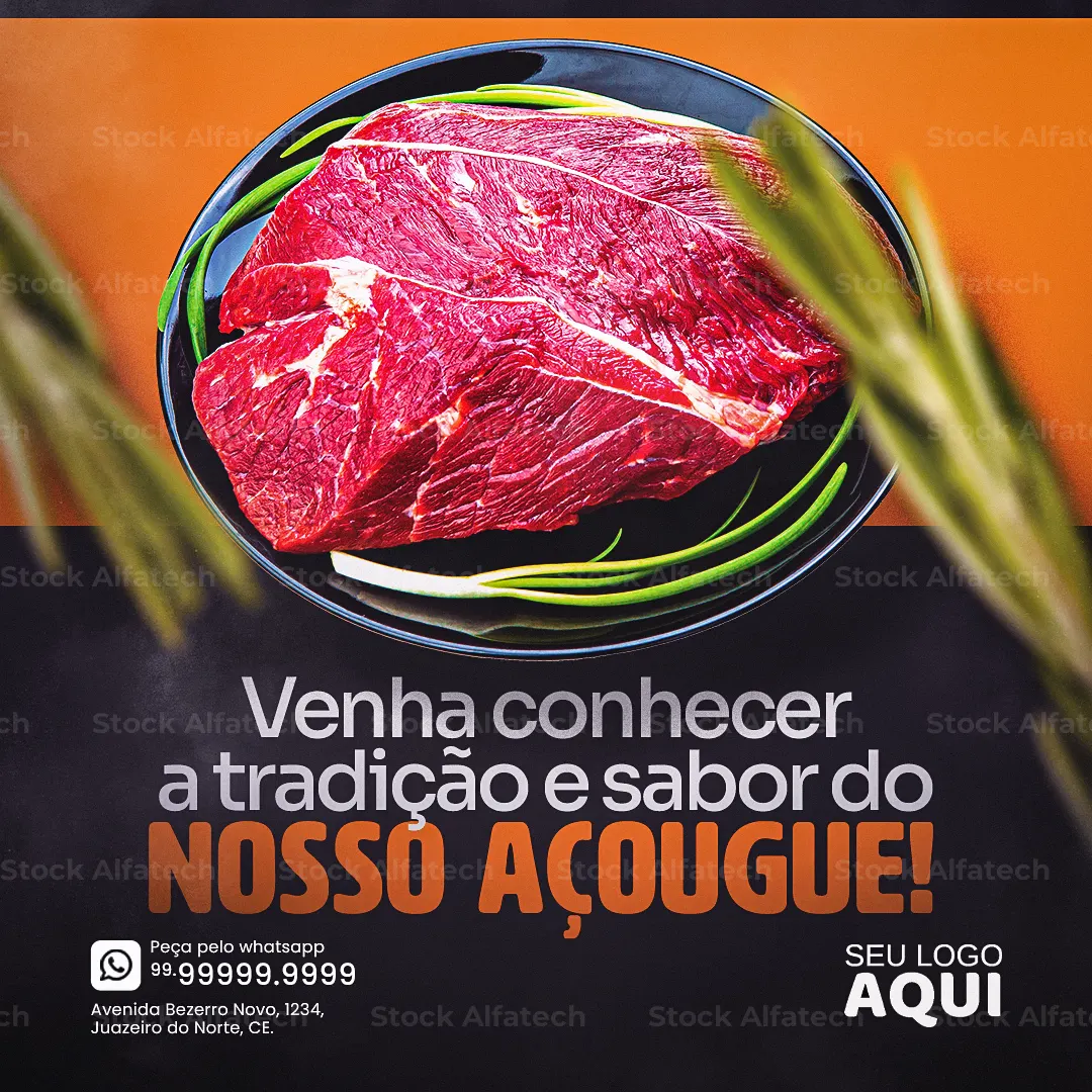 Psd flyer 100% editável para divulgação de carnes frescas