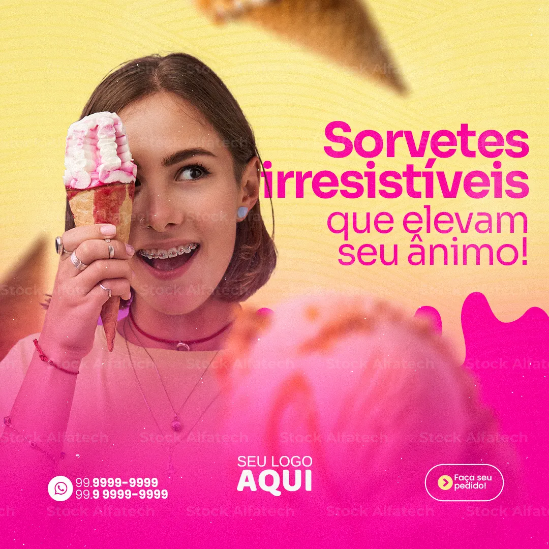 Psd flyer 100% editável para divulgação de sorvete gourmet