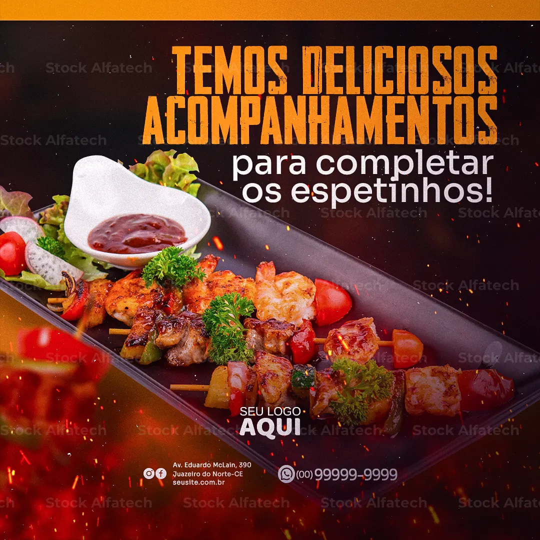 Promoção de espetinho em Psd flyer 100% editável