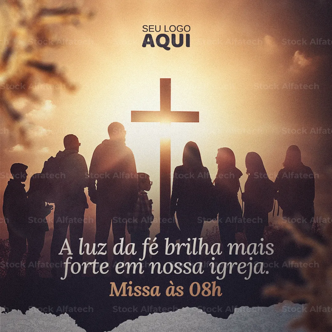 Santa Missa com arte católica em Psd flyer 100% editável