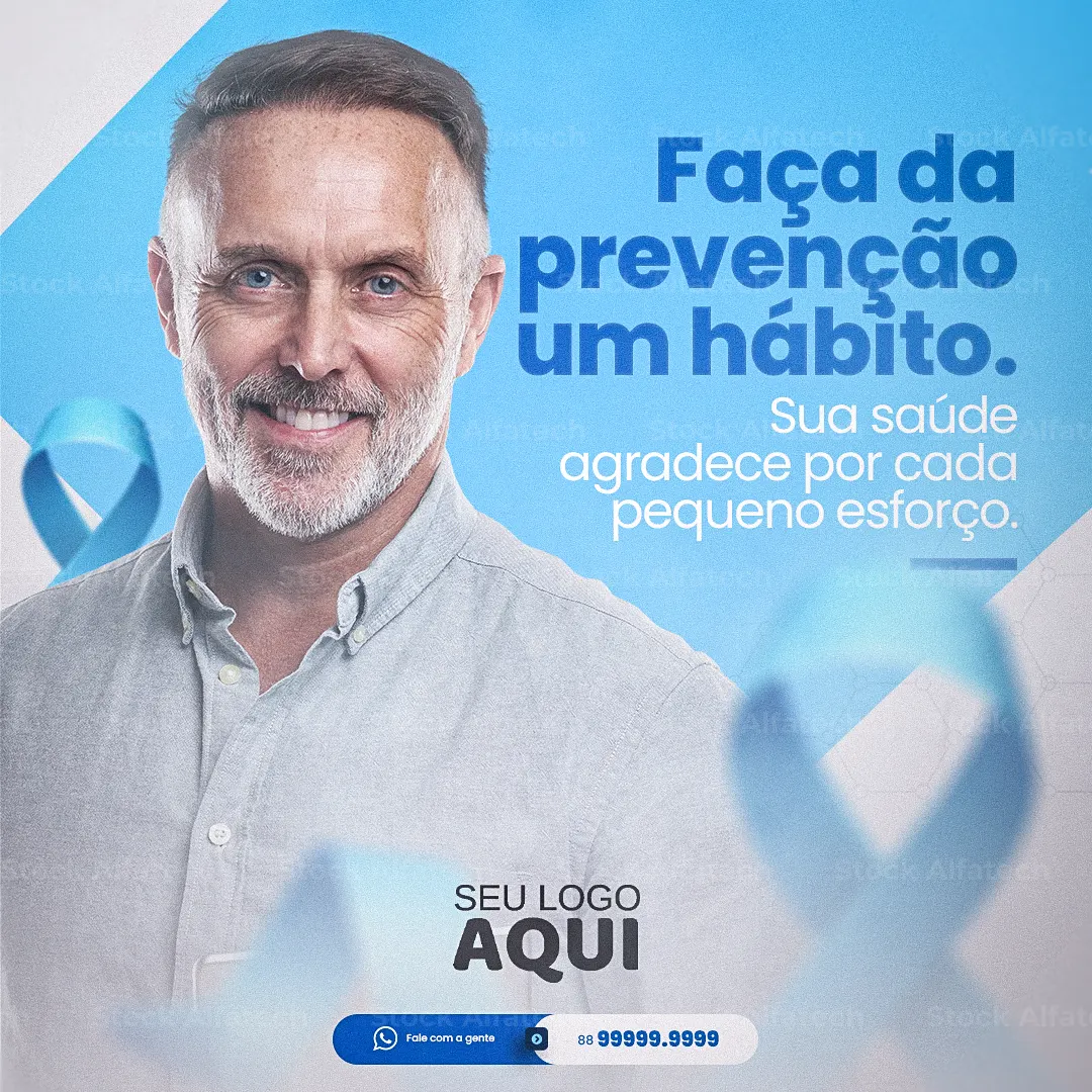 Laço azul pela vida e pela prevenção — Psd flyer 100% editável