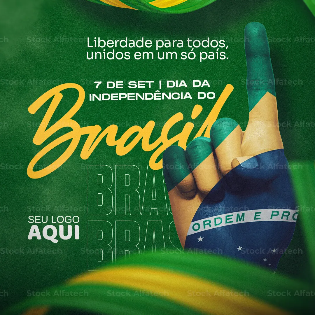 Brasil em festa pela Independência em Psd flyer 100% editável