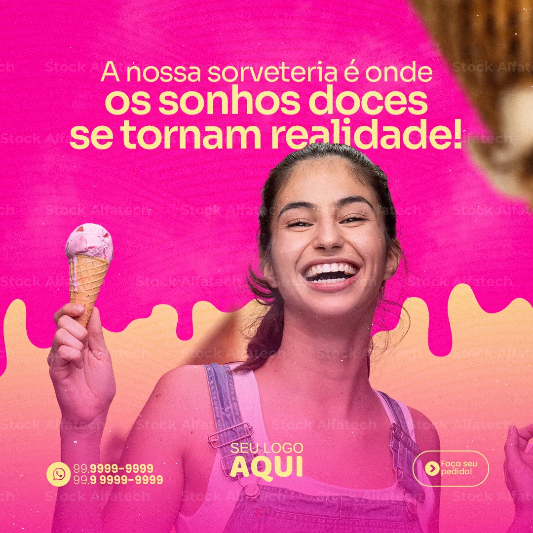 Sorvete artesanal com sabor de verdade em Psd flyer 100% editável