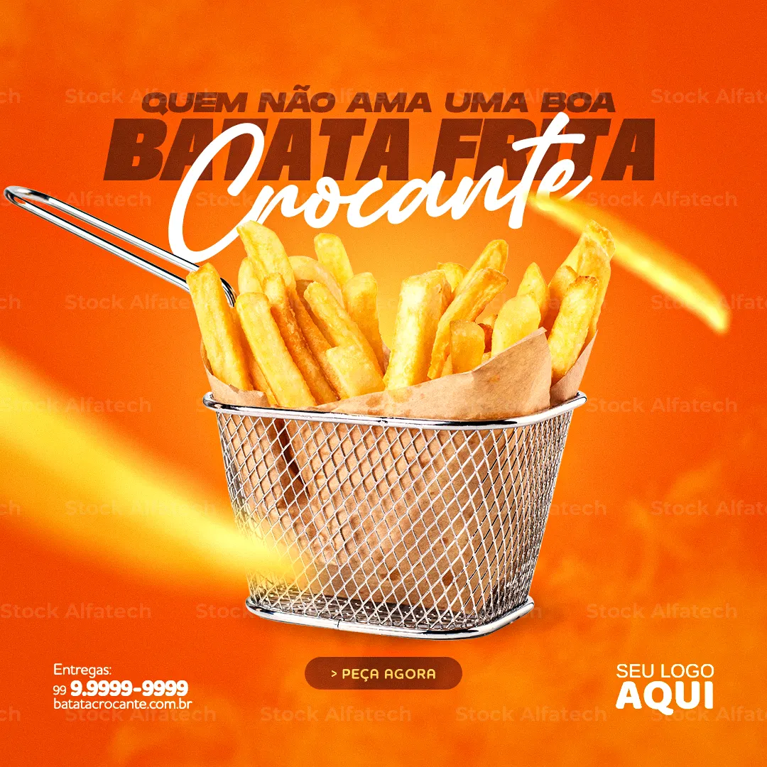 Psd flyer 100% editável para batata frita crocante e irresistível