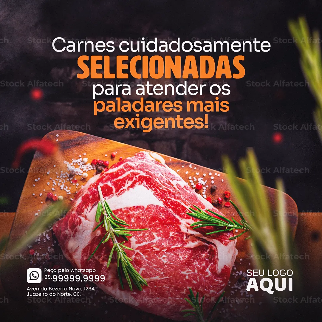 Psd flyer 100% editável para açougue com carne boa e preço justo