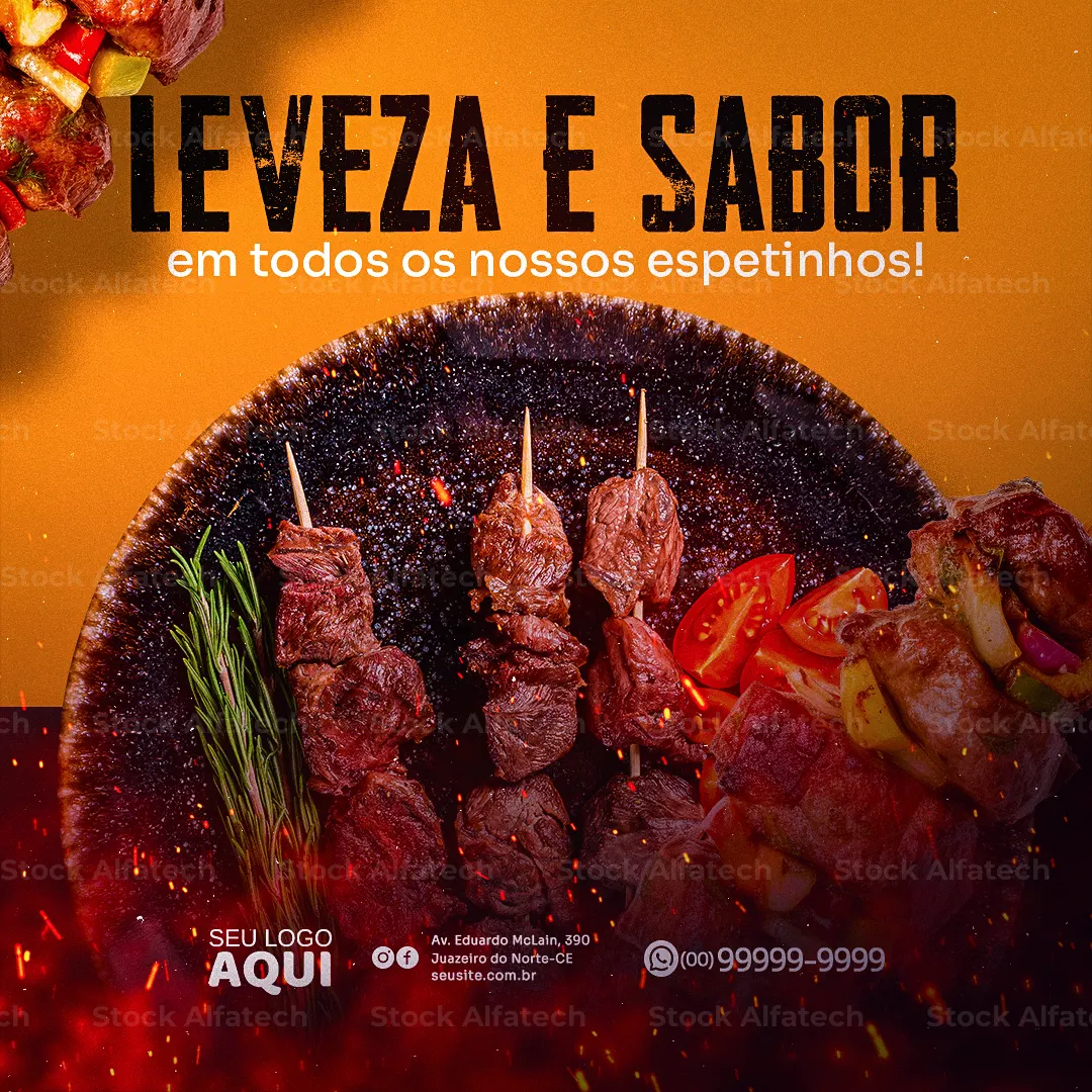 Espetinho tradicional para sua noite em Psd flyer 100% editável