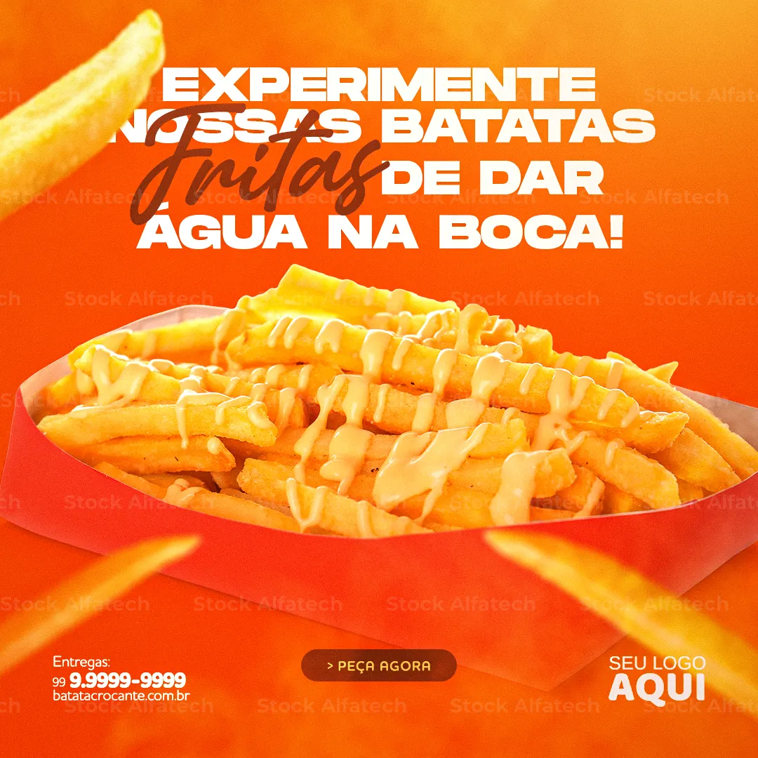 Porção de batata frita para happy hour em Psd flyer 100% editável