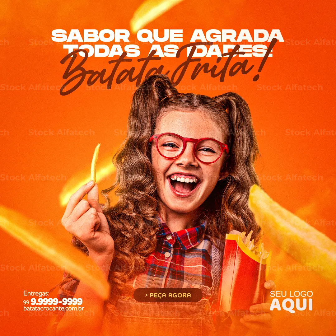 Psd flyer 100% editável com oferta de porção de batata frita