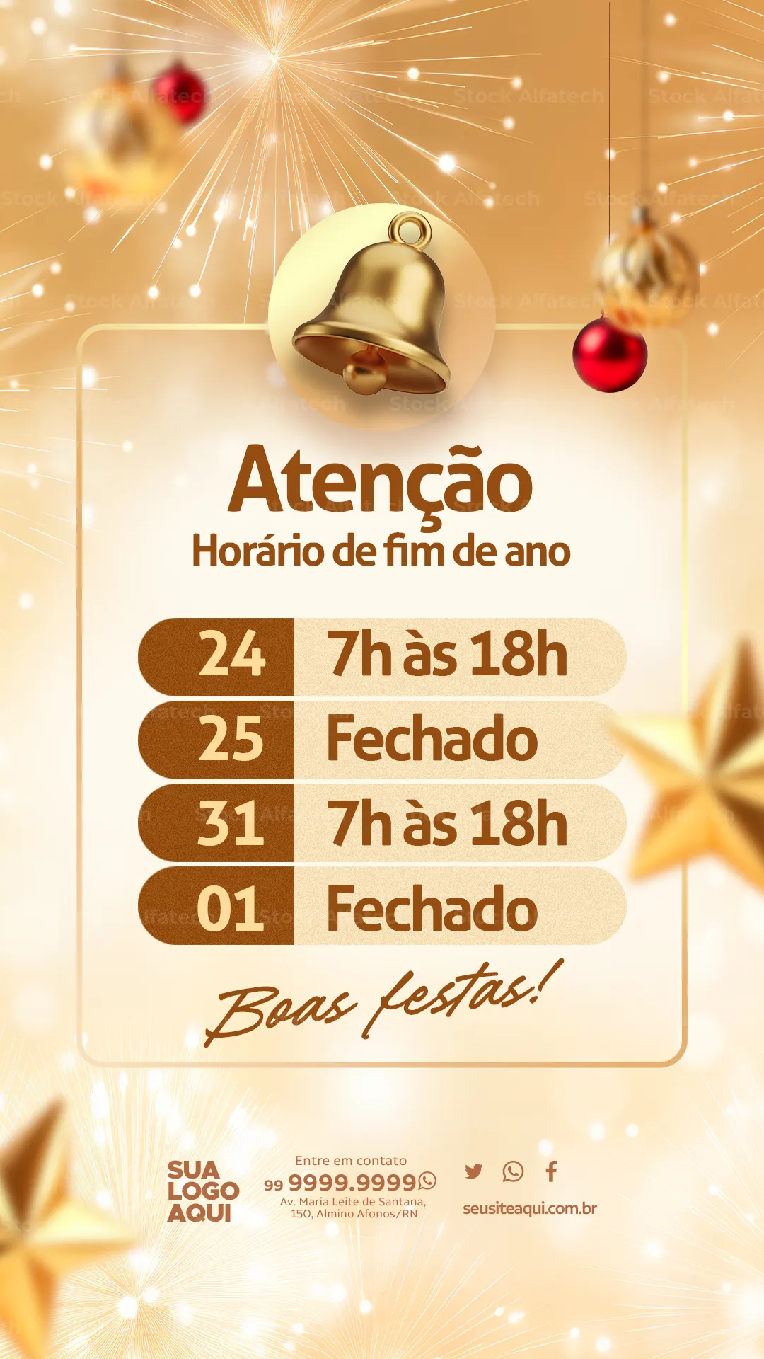 Atenção ao horário especial de fim de ano — Psd flyer 100% editável