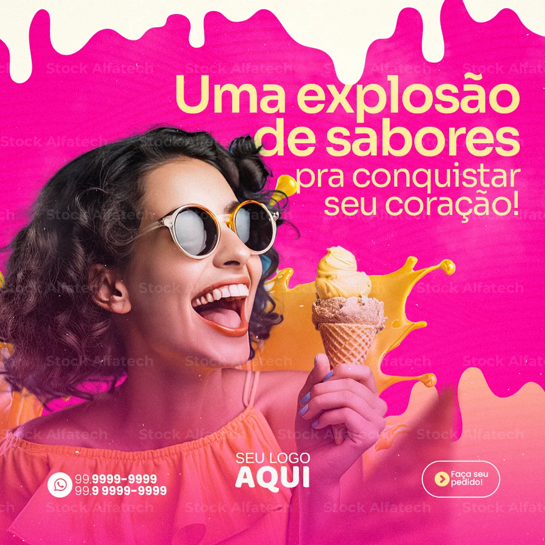 Sorvete gelado e saboroso em Psd flyer 100% editável