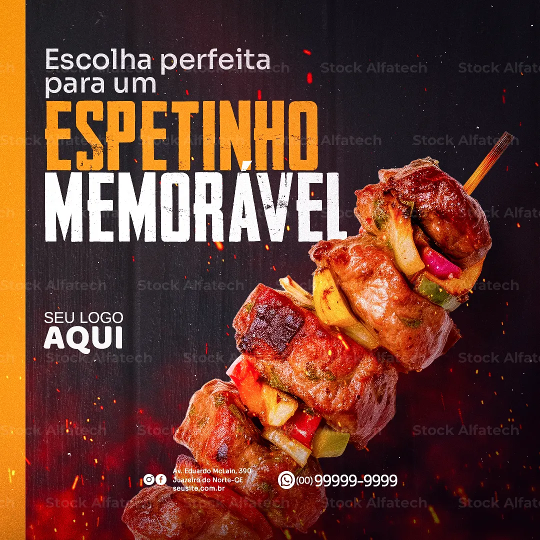 Espetinho na brasa para delivery em Psd flyer 100% editável
