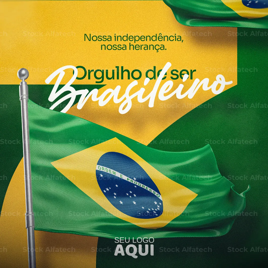 Psd flyer 100% editável para arte verde, amarela e azul do Brasil