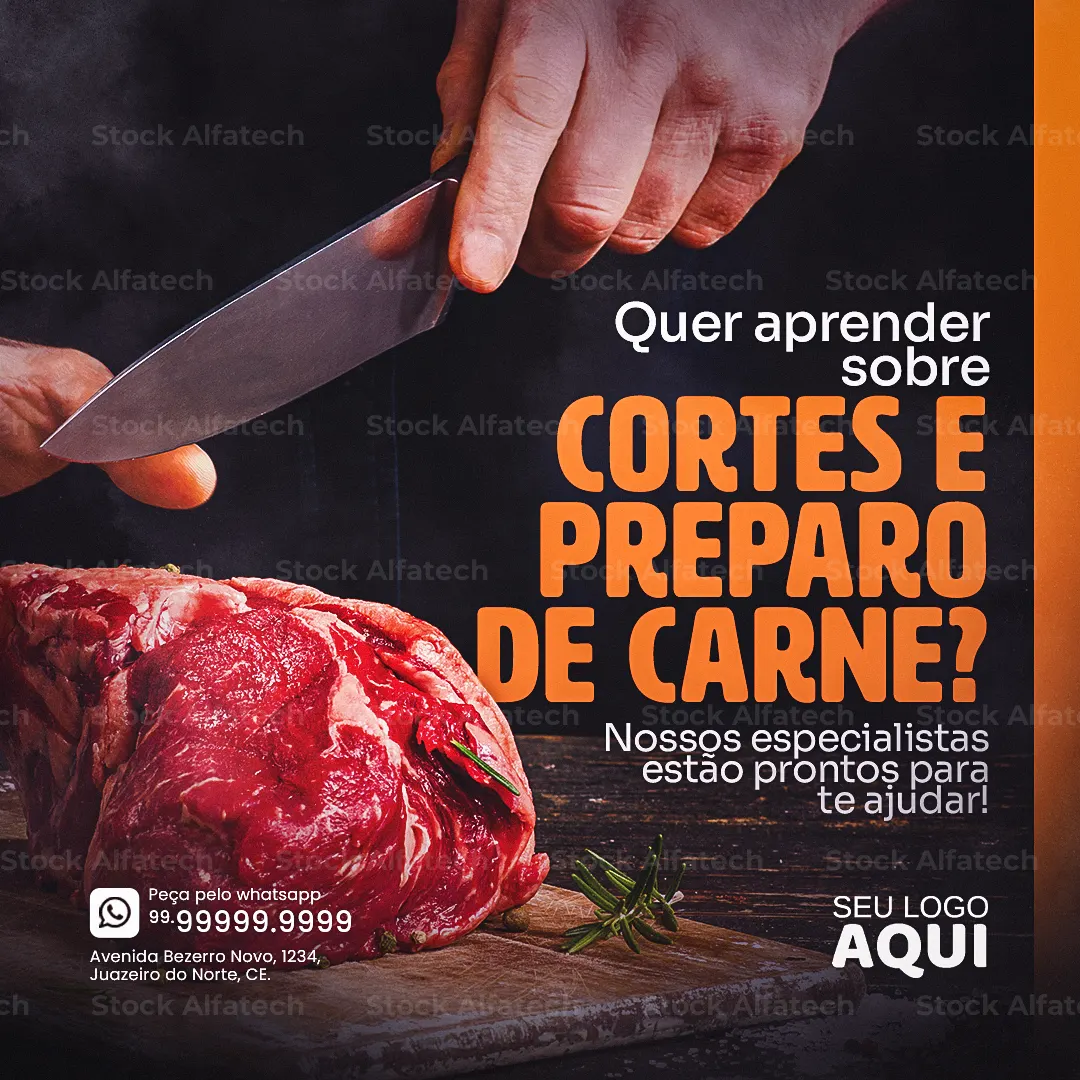Psd flyer 100% editável com chamada para promoção de açougue