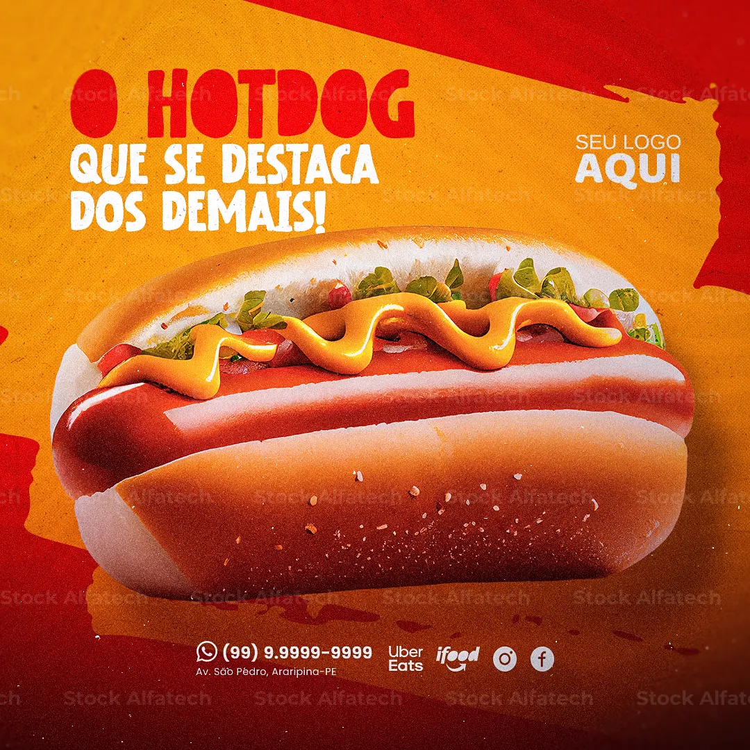 Cachorro quente com muito recheio em Psd flyer 100% editável