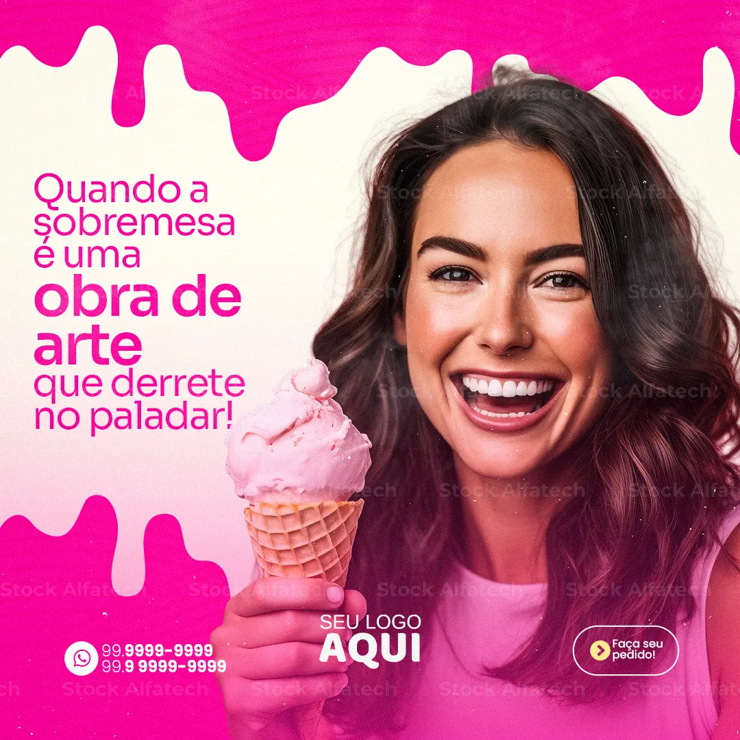 Picolé, sorvete e açaí para refrescar em Psd flyer 100% editável
