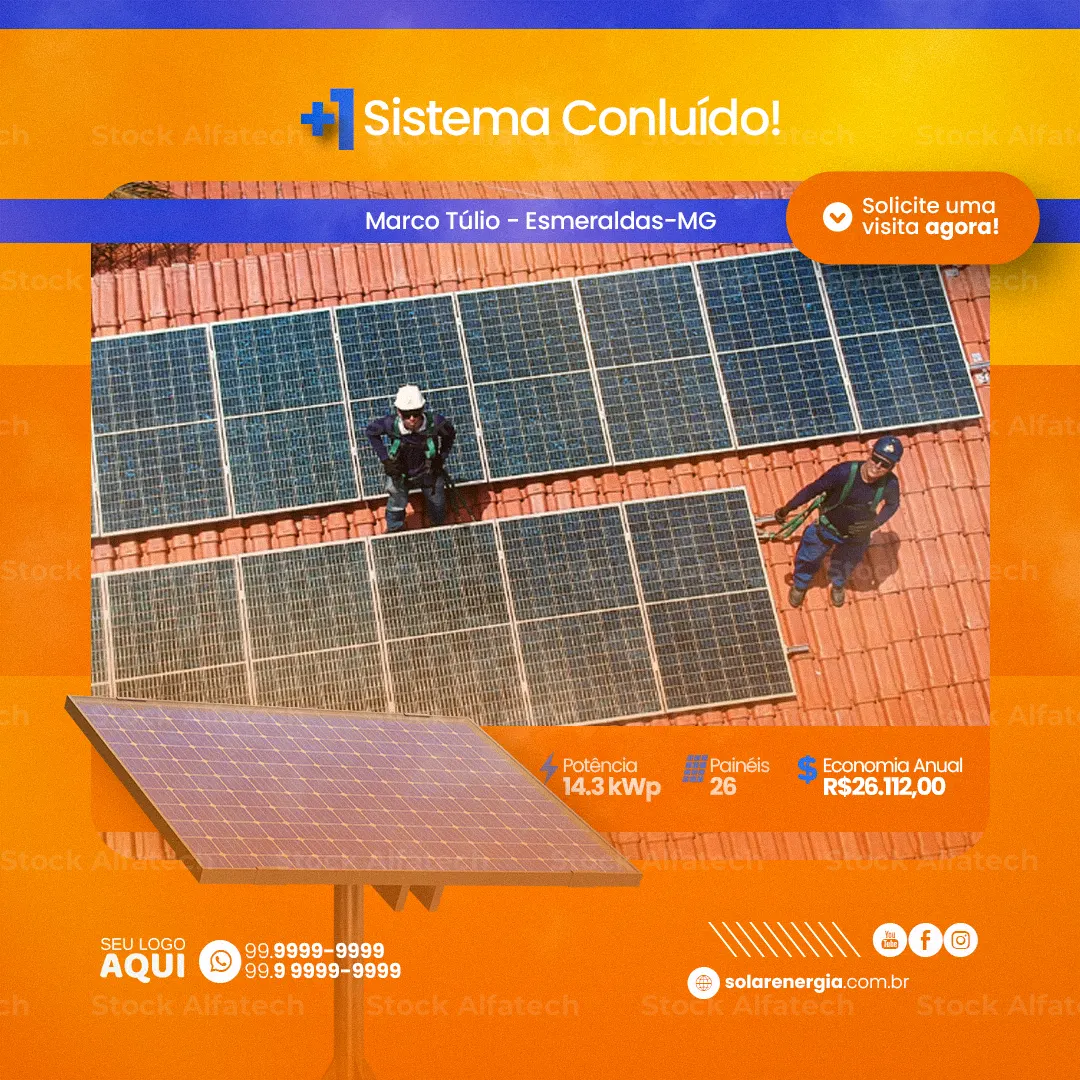 Energia solar para comércio e residência — Psd flyer 100% editável