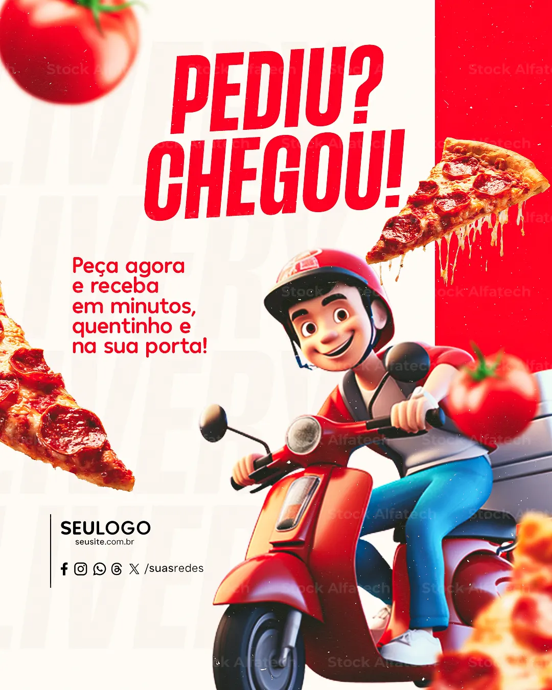 Peça agora e receba sabor sem sair de casa — Psd flyer 100% editável