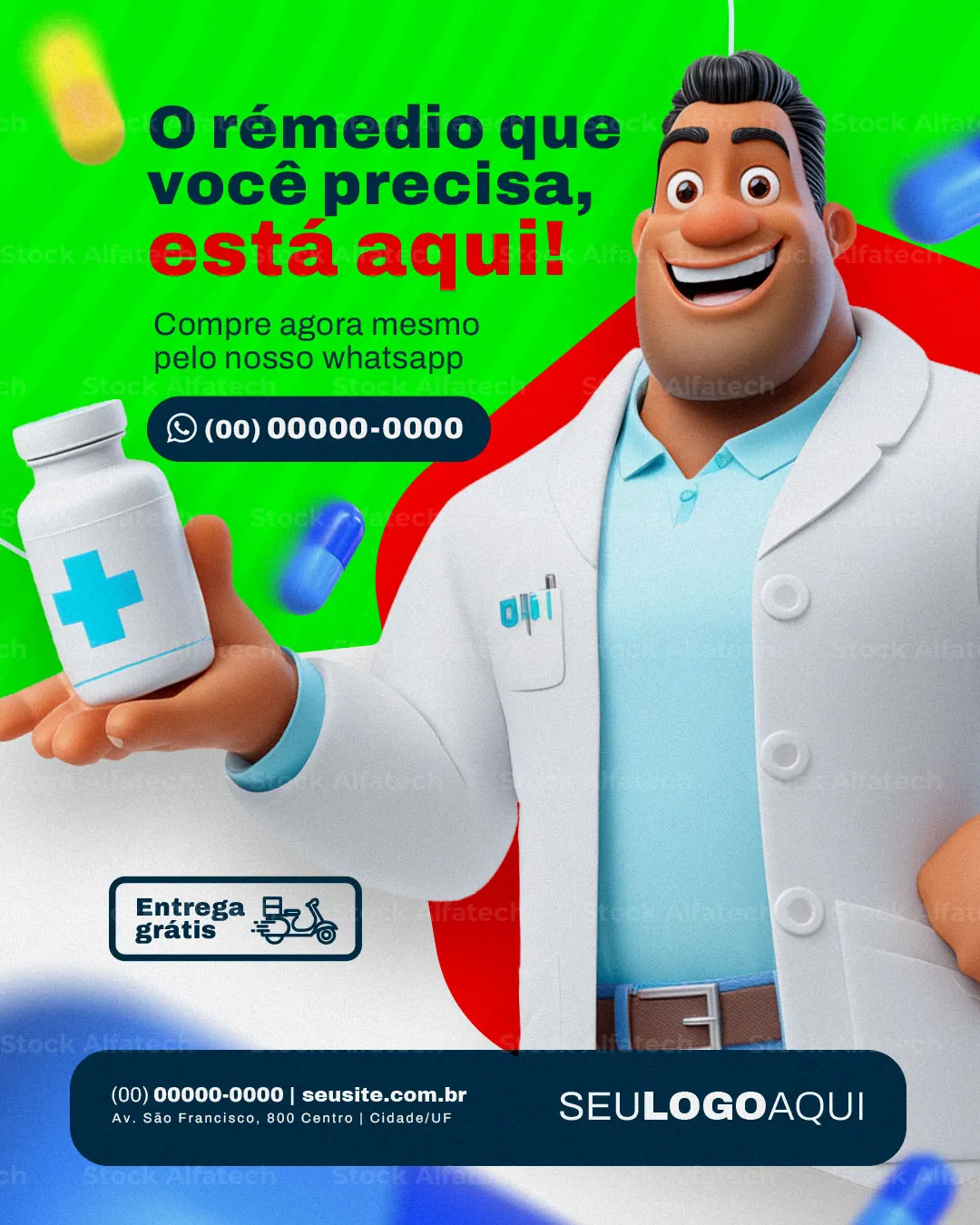 O remédio que você procura está aqui no Feed da farmácia — Psd flyer 100% editável