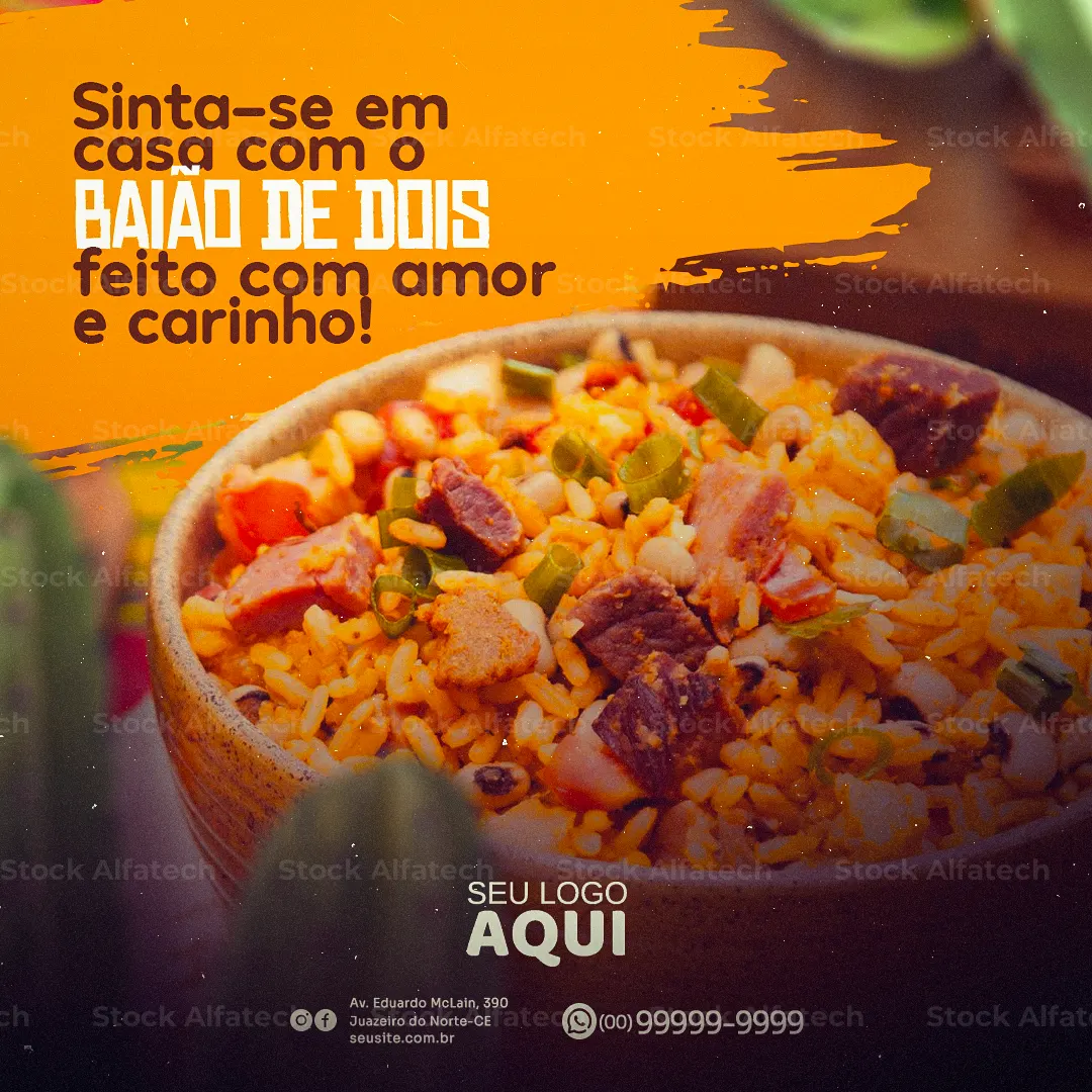 Psd flyer 100% editável para baião de dois com tempero caseiro
